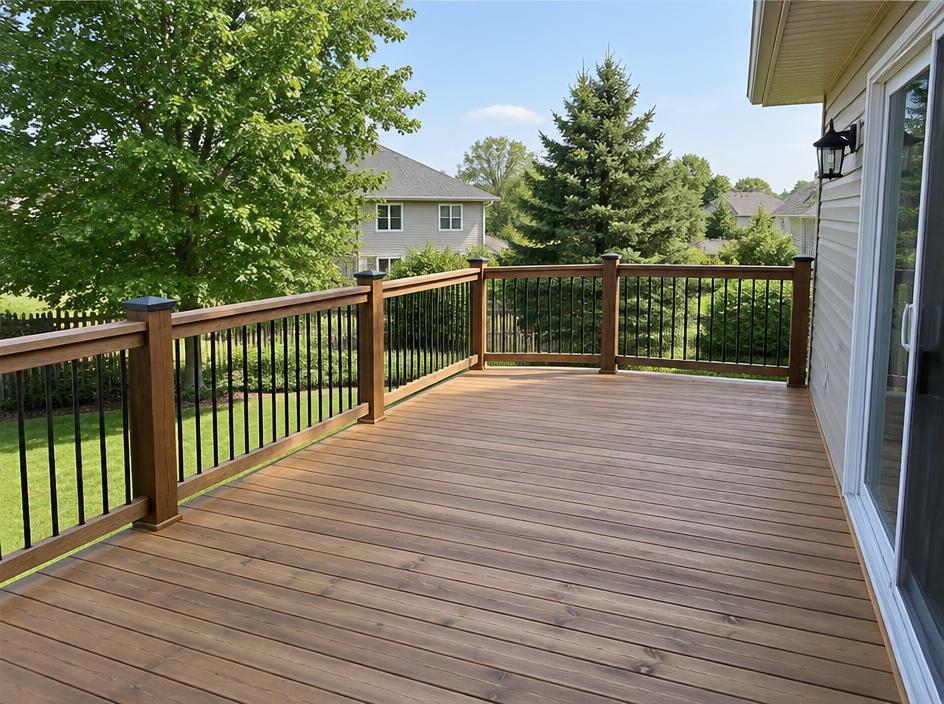Clean wooden backyard deck